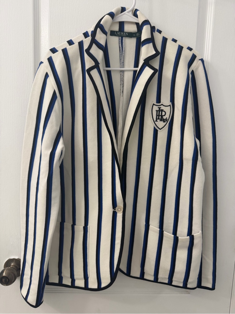 Lauren Ralph Lauren Bullion-Patch Women Striped Blazer (Size XL) - Picture 4 of 9